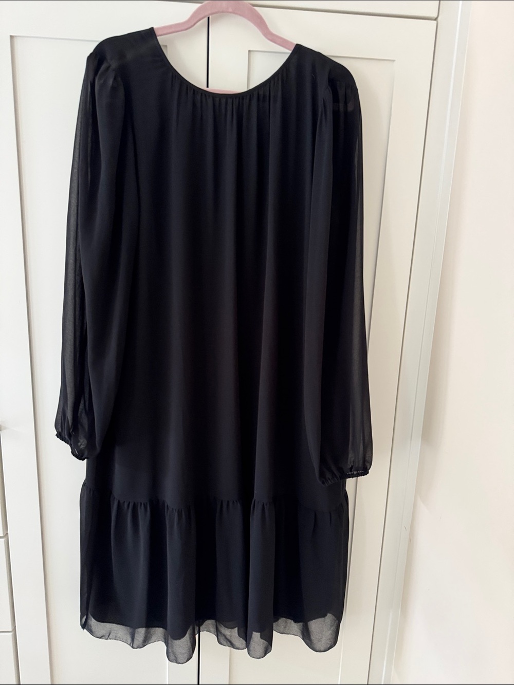 Wilfred Black Long-Sleeve Tiered Chiffon Dress